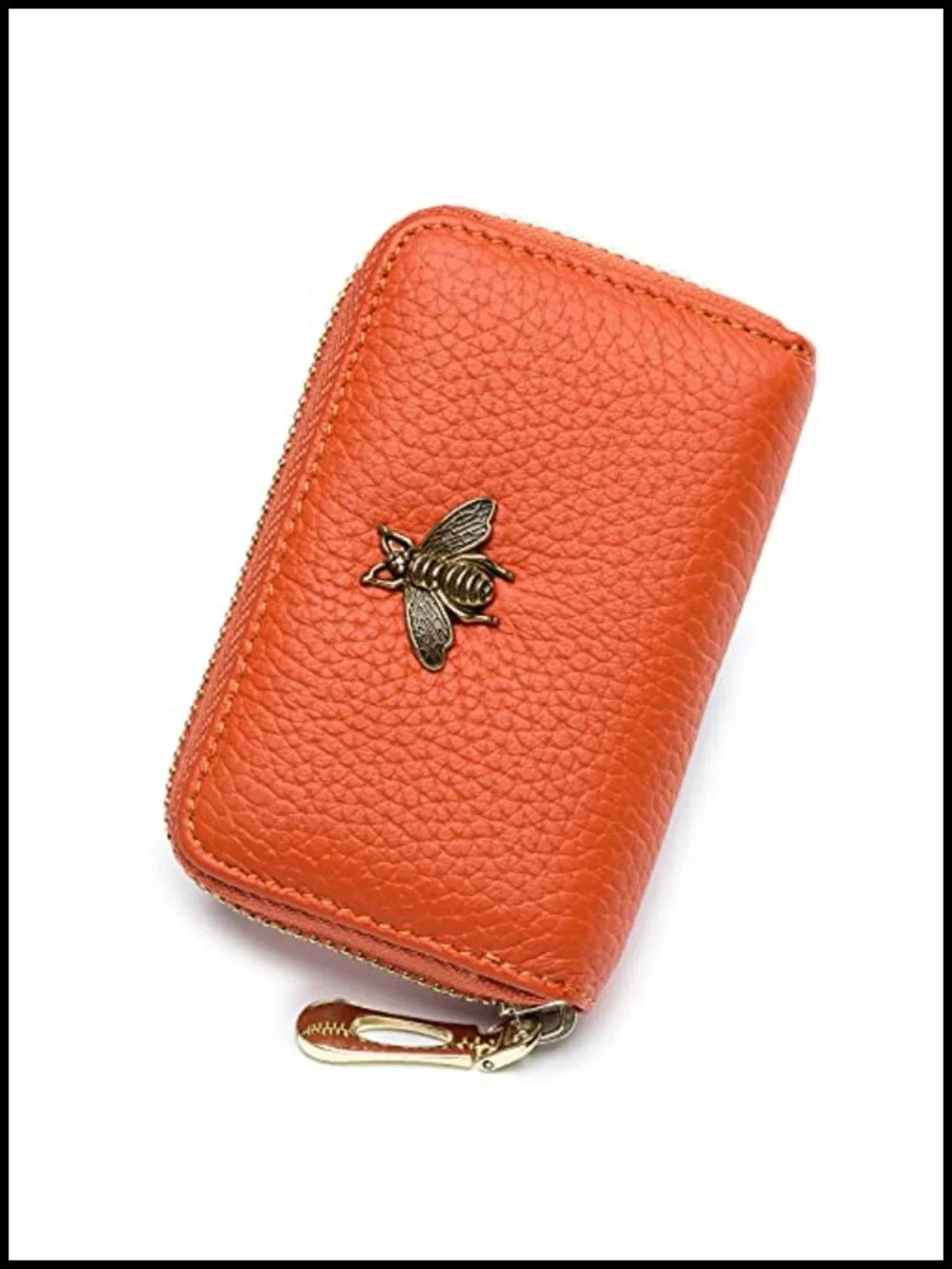 RFID Credit Card Holder Small Leather Zipper Card Case Wallet for Women